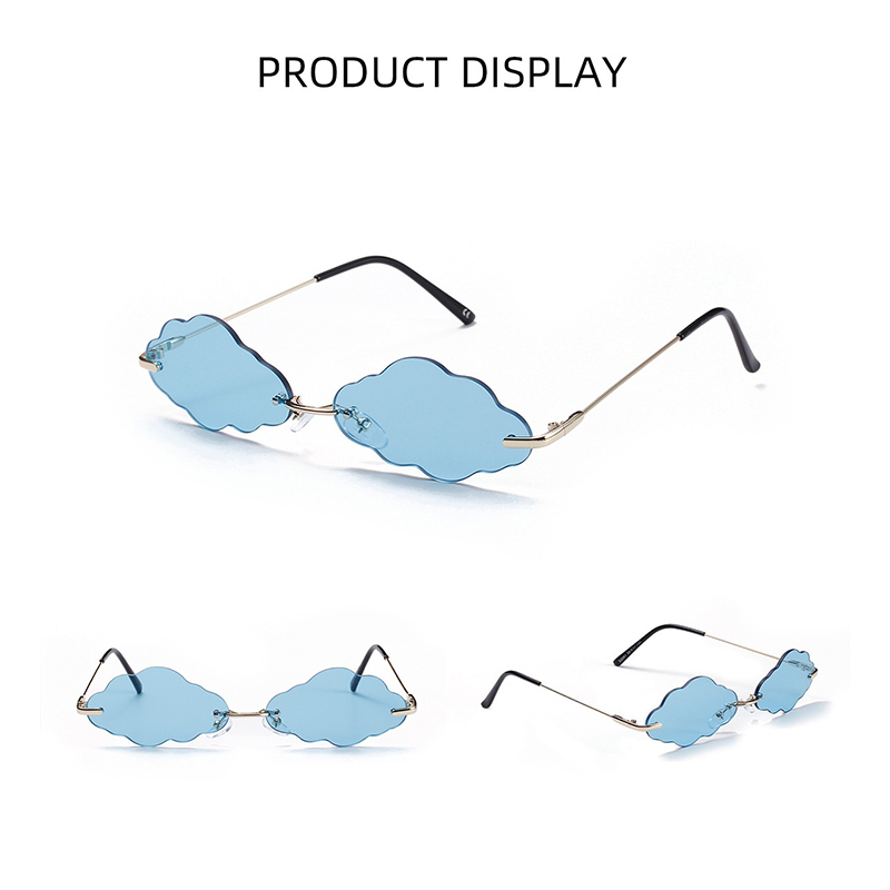 Luxury Women Punk Cloud Shaped Lens Rimless Sunglasses