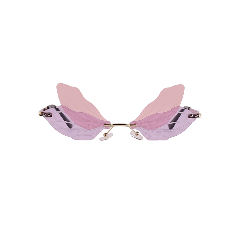 Personality Gradient Butterfly Shape Rimless Sunglasses