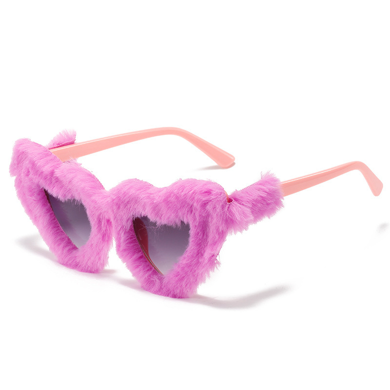 Trendy Funny Party Furry Heart Shaped Sunglasses