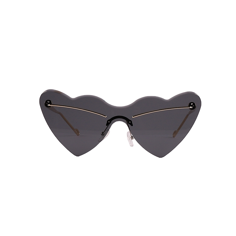 Metal Gradient Rimless Heart-shaped Sunglasses