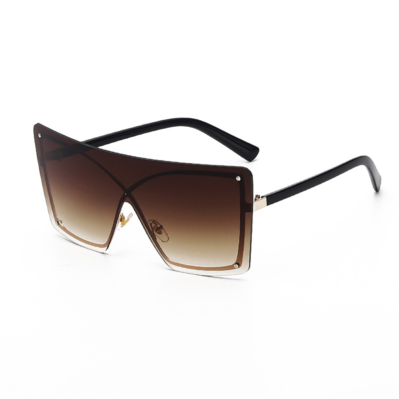 Oversized Gradient Square Metal Big Frame Shades Sunglasses