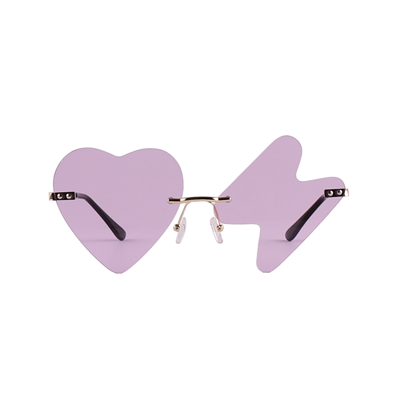 Fashion Heart And Lightning Shaped Rimless Party Sunglasses