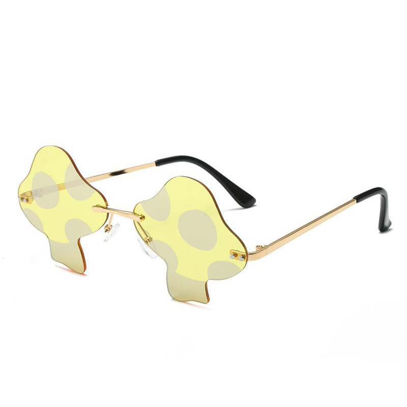 Color Film Mushroom Shaped Rimless Sunglasses