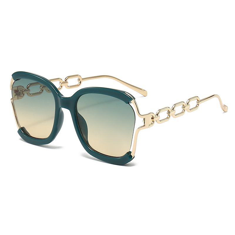 Fashionable Hollow Chain Leg Metal Framed Sunglasses