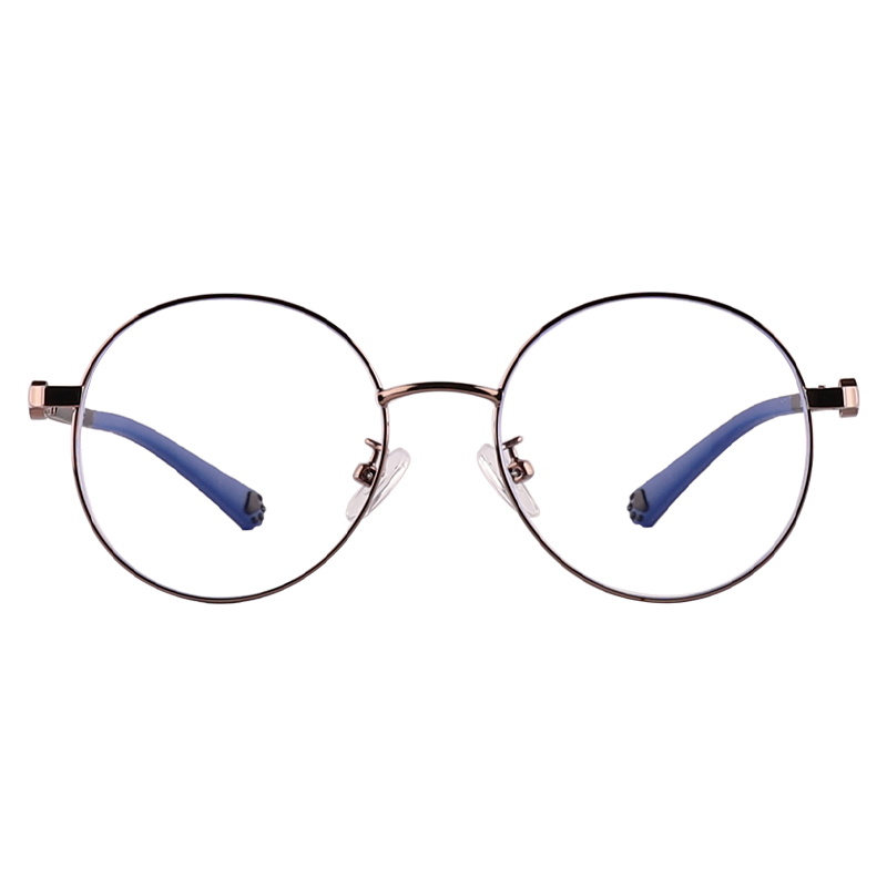 Round Metal Frame Blue Light Blocking Kid's Eyeglasses