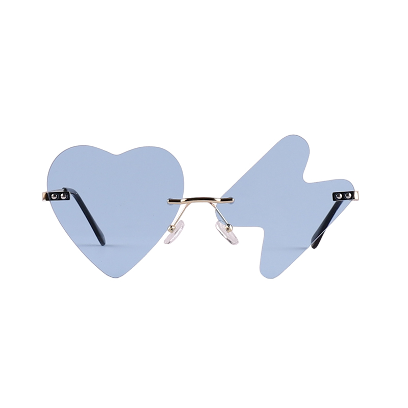 Fashion Heart And Lightning Shaped Rimless Party Sunglasses