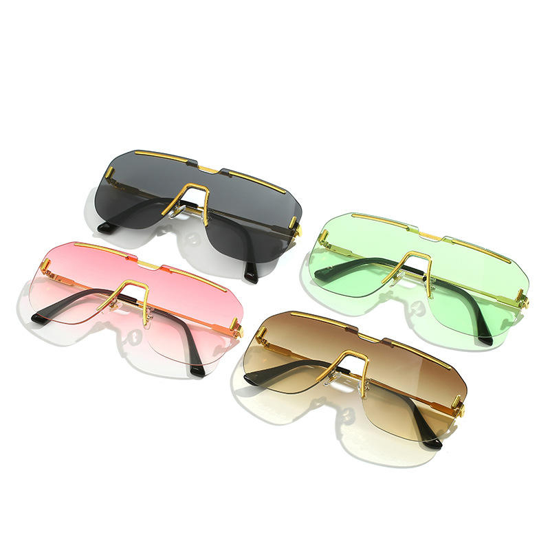 Fresh And Sweet Oversized Rimless Metal Sunglasses