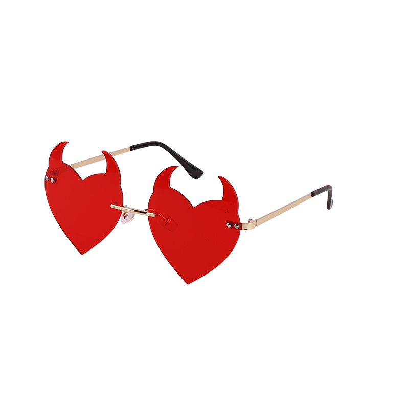 Novelty Rimless Devil Heart Shaped Sunglasses For Women