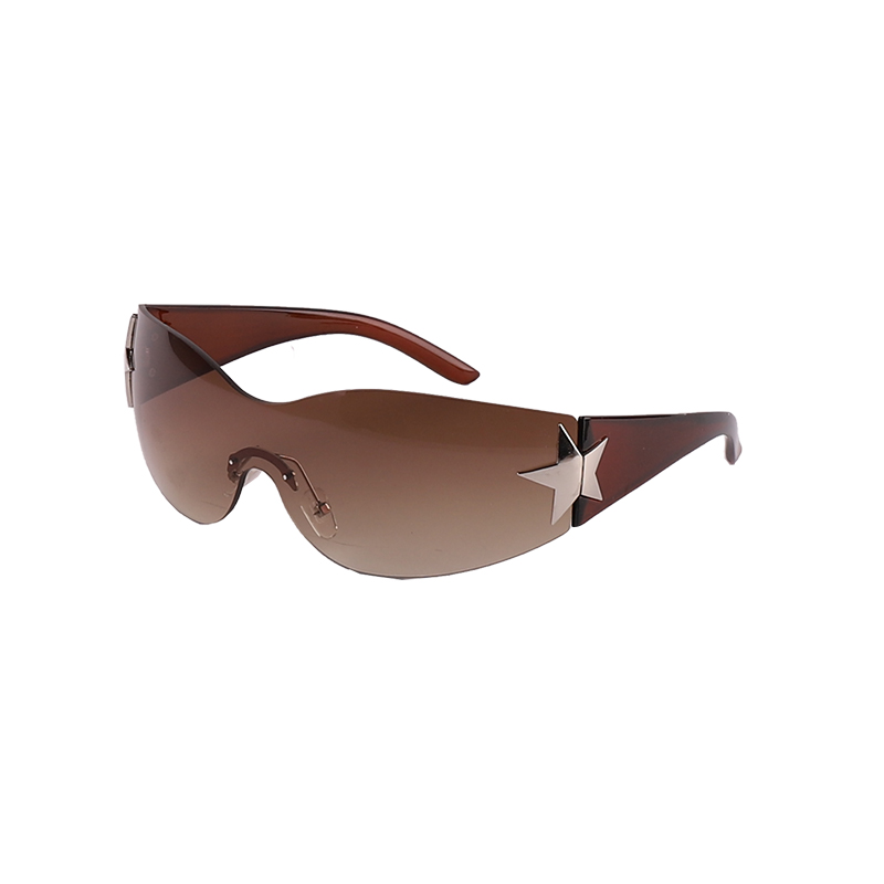 Oversized Shield Five-Pointed Star Decorative Sunglasses