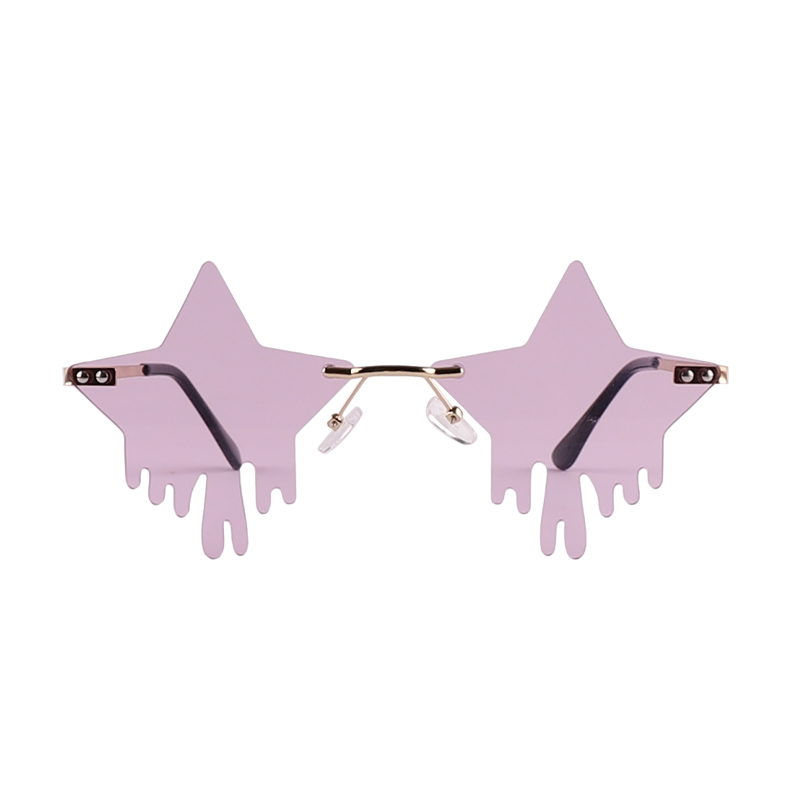 Trendy Dripping Star Shape Rimless Color Sunglasses