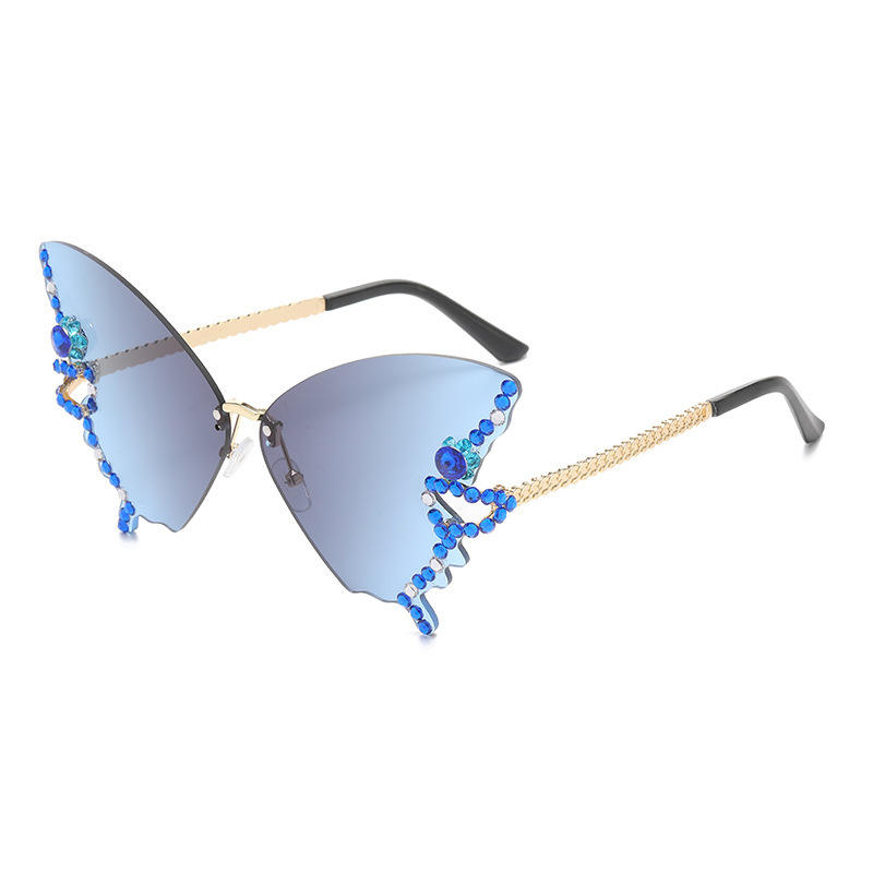 Individually Butterfly Shaped Diamond Rimless Sunglasses