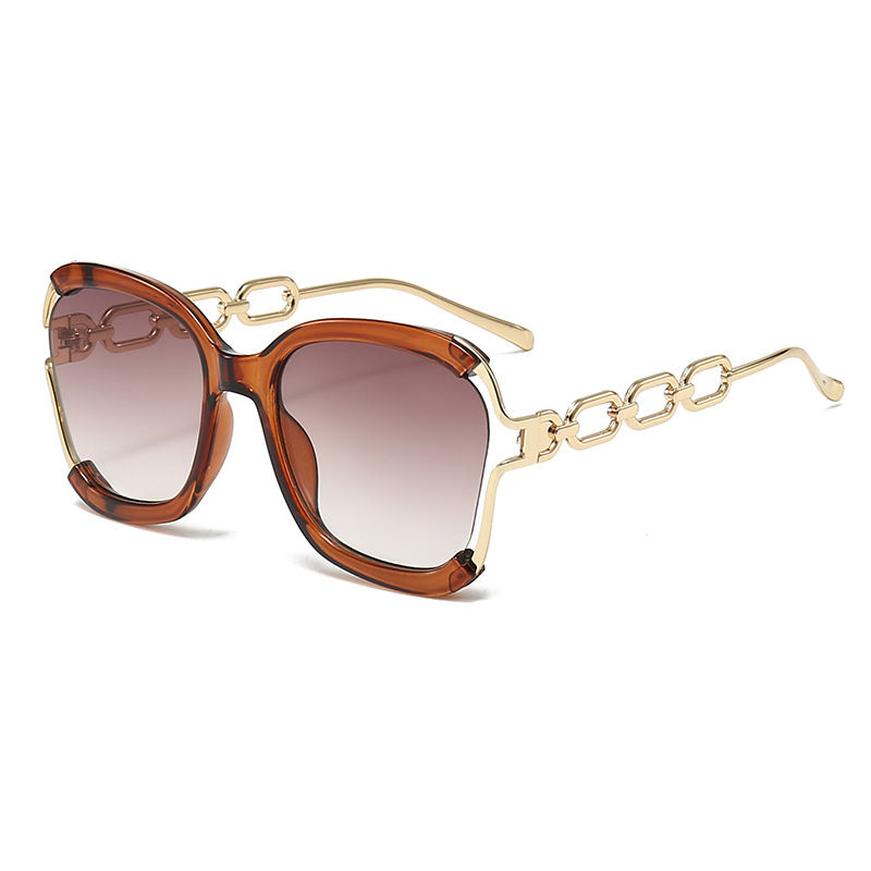 Fashionable Hollow Chain Leg Metal Framed Sunglasses