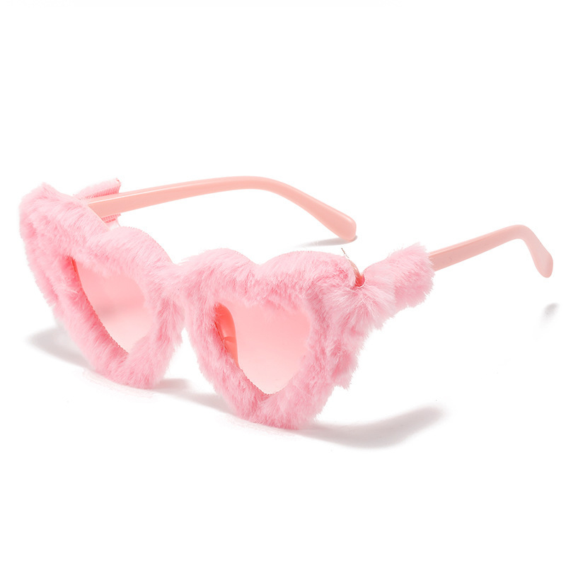 Trendy Funny Party Furry Heart Shaped Sunglasses