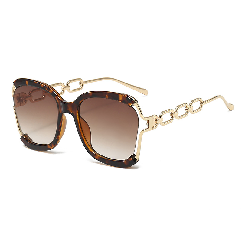 Fashionable Hollow Chain Leg Metal Framed Sunglasses