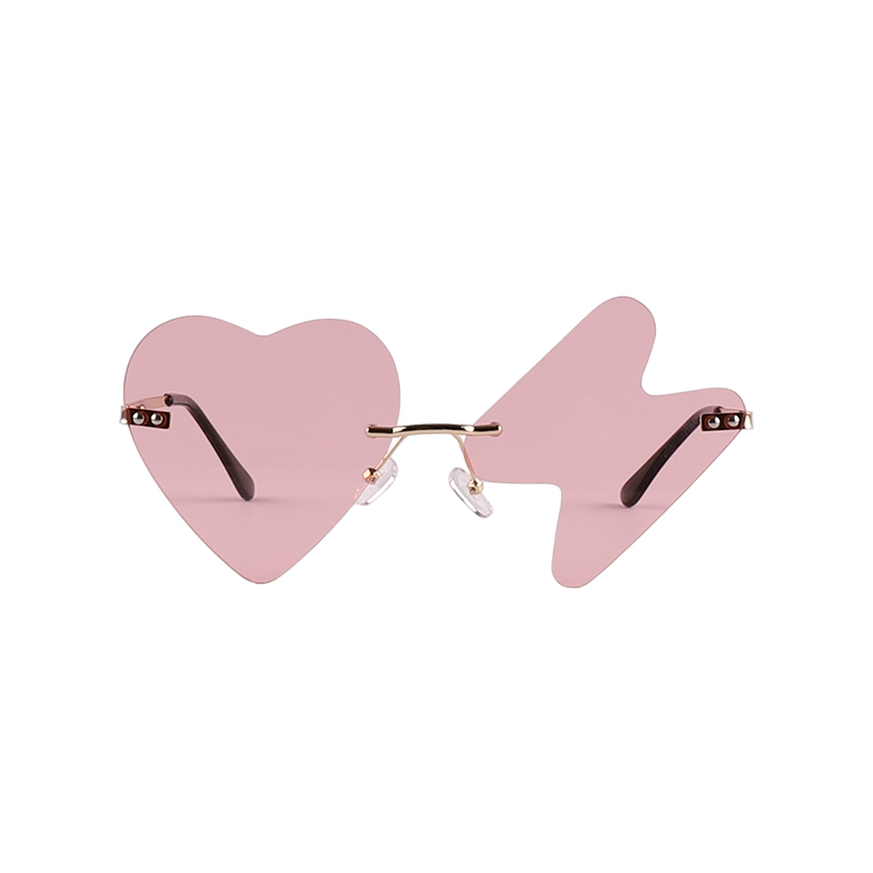 Fashion Heart And Lightning Shaped Rimless Party Sunglasses