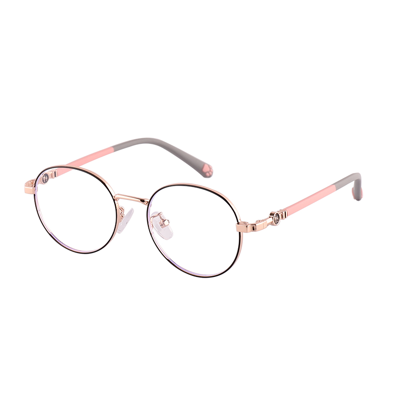 Children Round Metal Frame Clear Lens Glasses