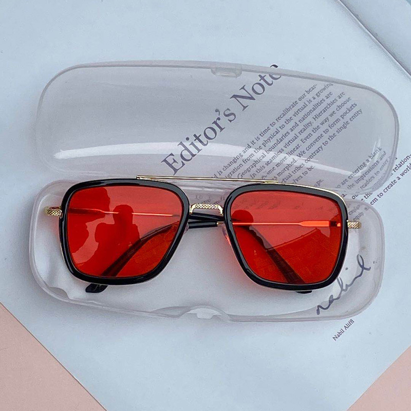 Aviator Square Metal Frame Sunglasses for Men Women