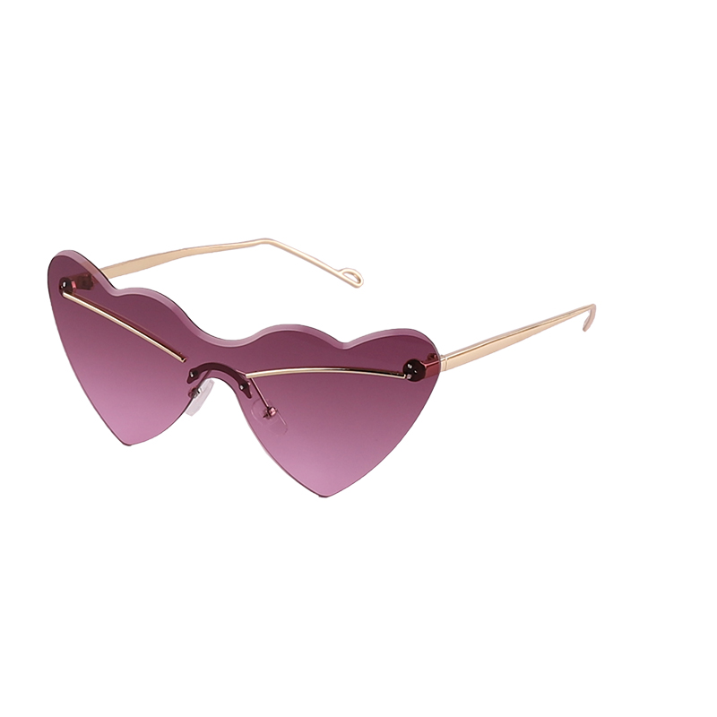 Metal Gradient Rimless Heart-shaped Sunglasses