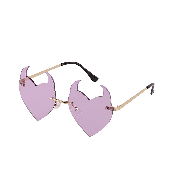 Novelty Rimless Devil Heart Shaped Sunglasses For Women