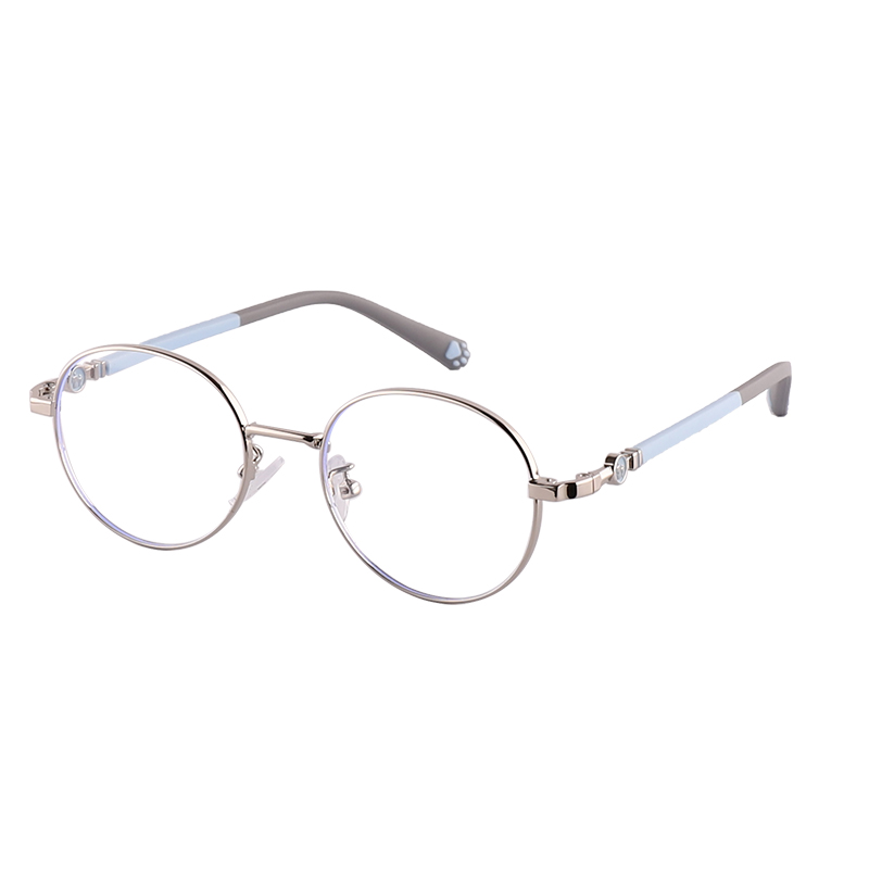 Children Round Metal Frame Clear Lens Glasses