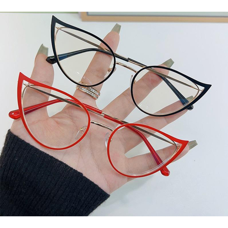 Cute Women Metal Cat Eye Anti-Blue Light Glasses Frames