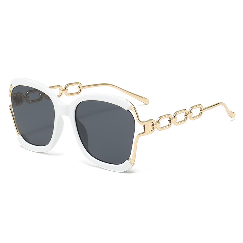 Fashionable Hollow Chain Leg Metal Framed Sunglasses