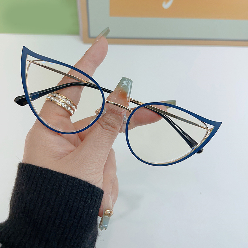 Cute Women Metal Cat Eye Anti-Blue Light Glasses Frames