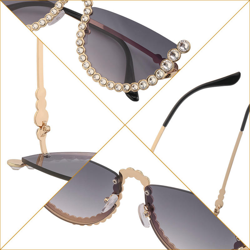 Woman Frameless Diamond Belt Chain Sunglasses