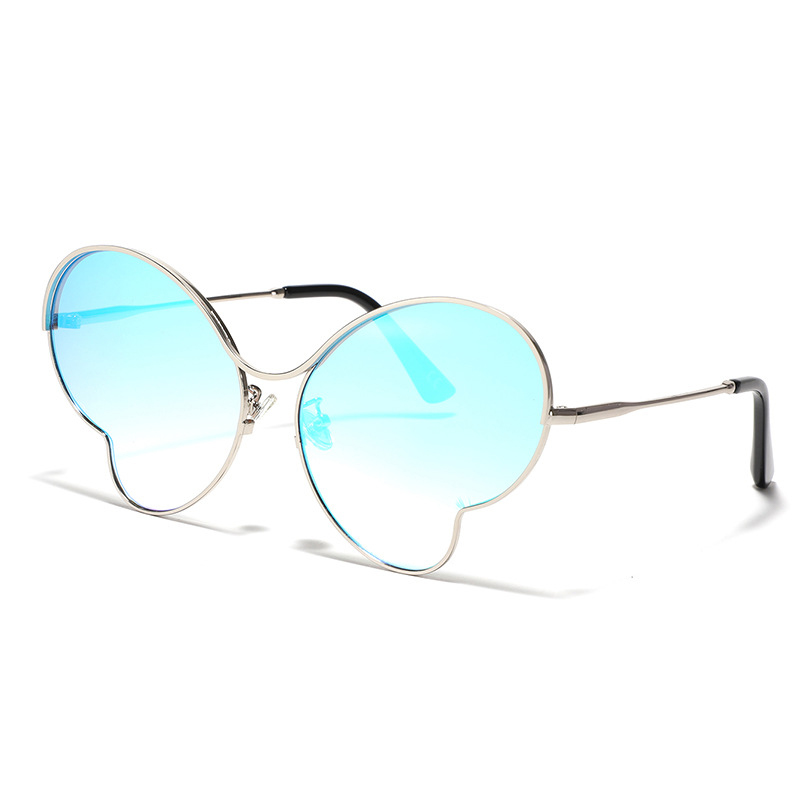 Women Gradient Metal Butterfly Frame Sunglasses