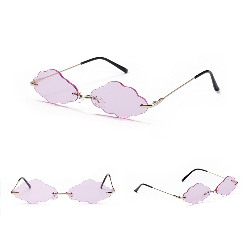 Luxury Women Punk Cloud Shaped Lens Rimless Sunglasses