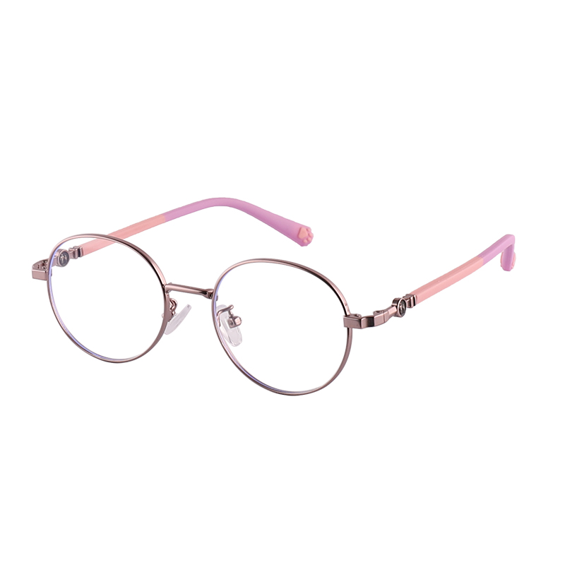 Children Round Metal Frame Clear Lens Glasses