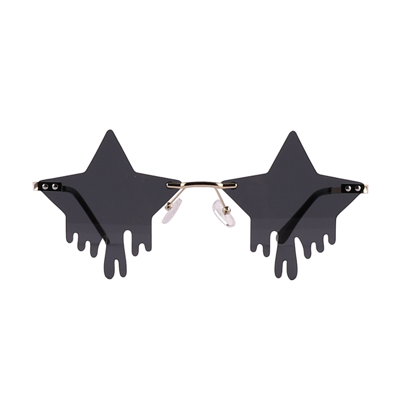 Trendy Dripping Star Shape Rimless Color Sunglasses