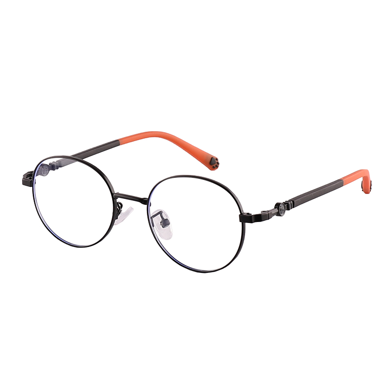 Children Round Metal Frame Clear Lens Glasses