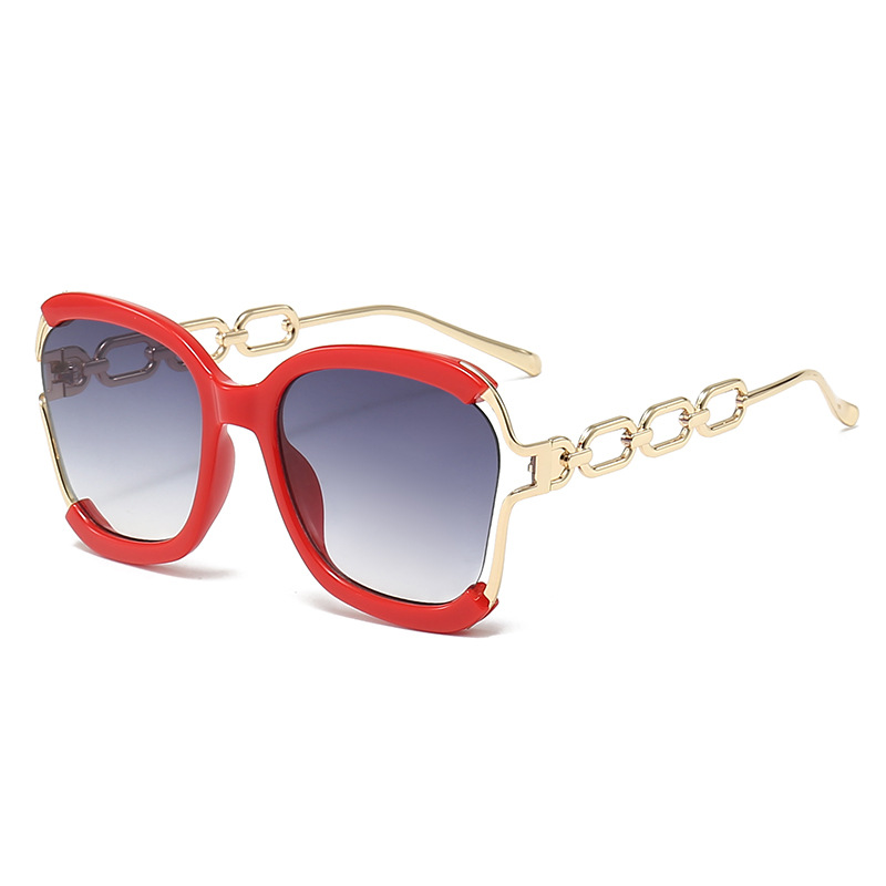 Fashionable Hollow Chain Leg Metal Framed Sunglasses