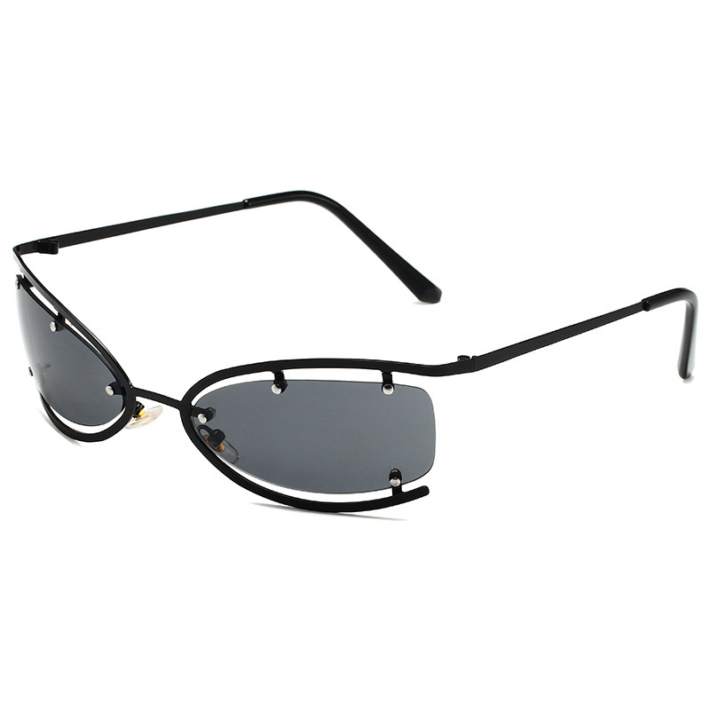 Fashion Commuting Y2K Metal Cat Eye Half Frame Sunglasses