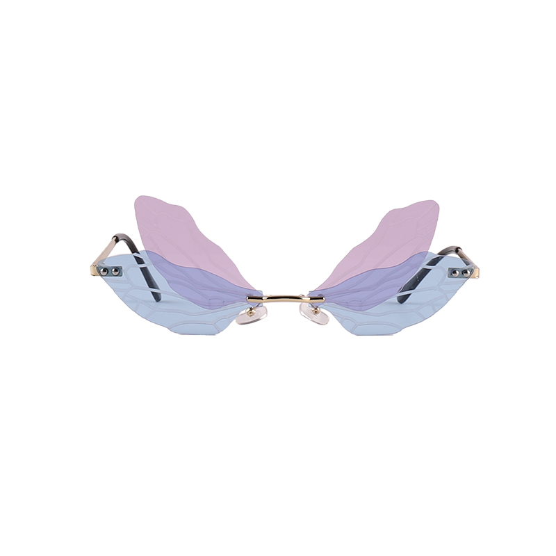 Personality Gradient Butterfly Shape Rimless Sunglasses