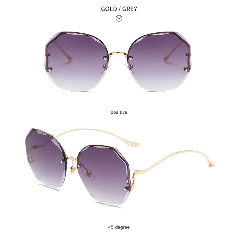 Borderless Cut Edge Sunglasses With Deformable Metal Curved Legs