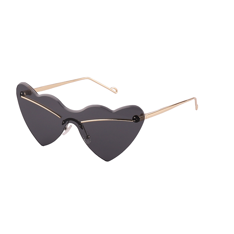 Metal Gradient Rimless Heart-shaped Sunglasses