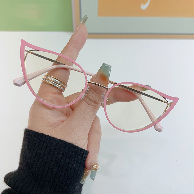 Cute Women Metal Cat Eye Anti-Blue Light Glasses Frames