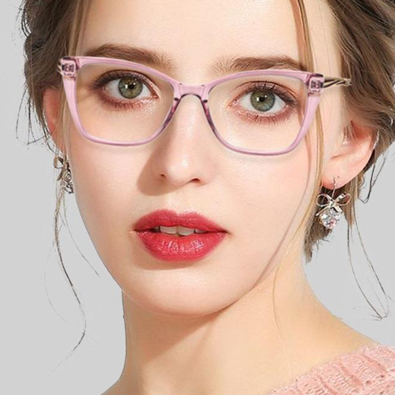 Fashion Cat Eye Flat Mirror Eyeglass Frame Retro TR90 Glasses