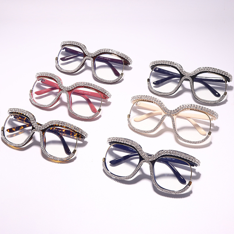 Retro Square Optical Glasses Frames Diamond Eyewear