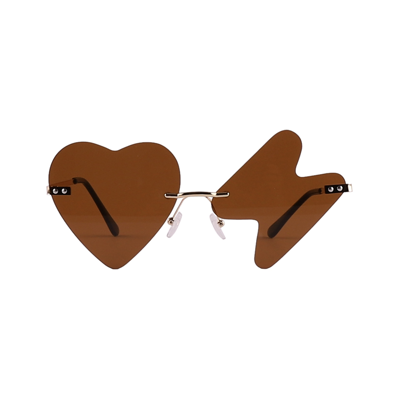 Fashion Heart And Lightning Shaped Rimless Party Sunglasses