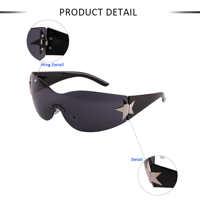 Oversized Shield Five-Pointed Star Decorative Sunglasses