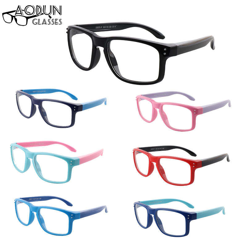 Black Square Frame Plastic Spectacle Lens Glasses For Children