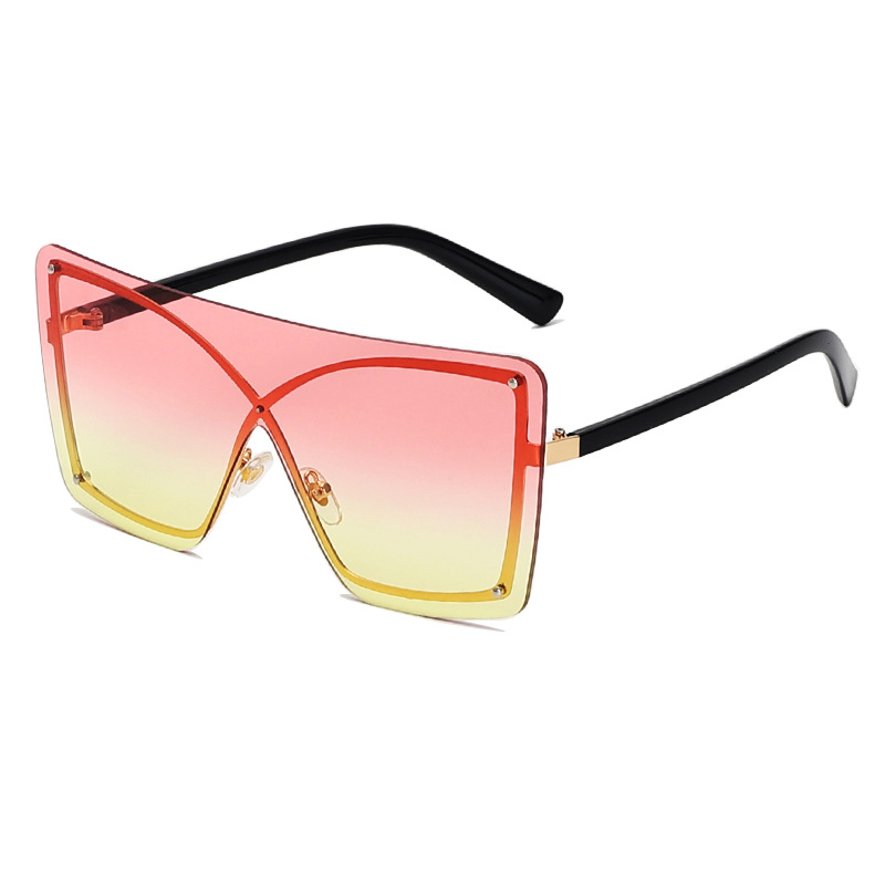 Oversized Gradient Square Metal Big Frame Shades Sunglasses