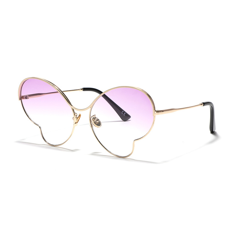 Women Gradient Metal Butterfly Frame Sunglasses