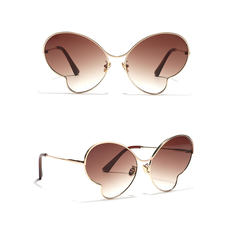 Women Gradient Metal Butterfly Frame Sunglasses