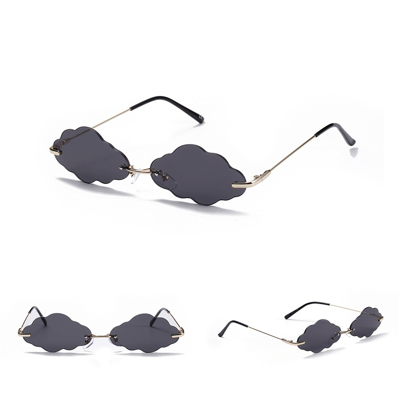 Luxury Women Punk Cloud Shaped Lens Rimless Sunglasses