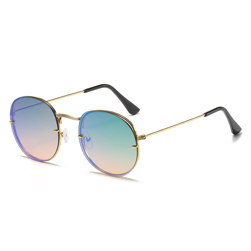 Retro Unisex Gold Metal Frame Sun Shade Sunglasses