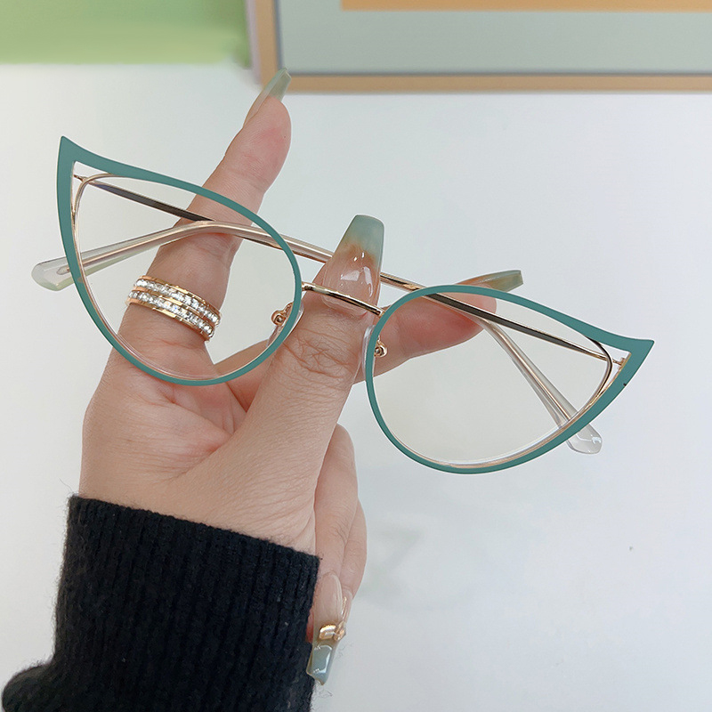 Cute Women Metal Cat Eye Anti-Blue Light Glasses Frames